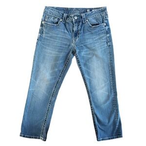 Miss me Boyfriend Capri Blue Denim Jeans embellished women’s size 28 #771